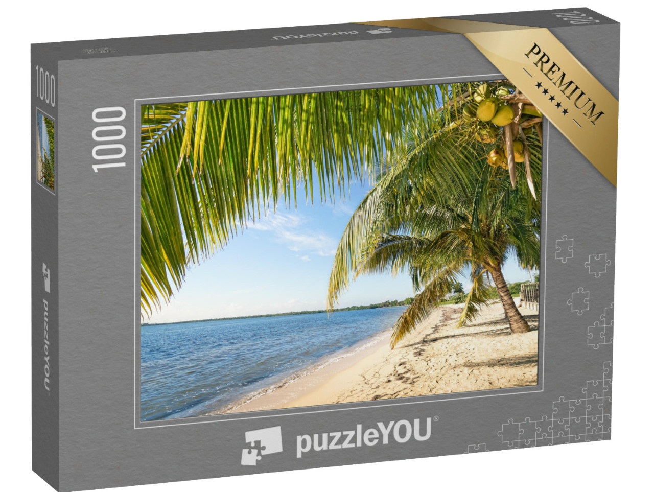 puzzle 1000 dílků „Plážová palma a tyrkysové moře na Playa Larga, Kuba“