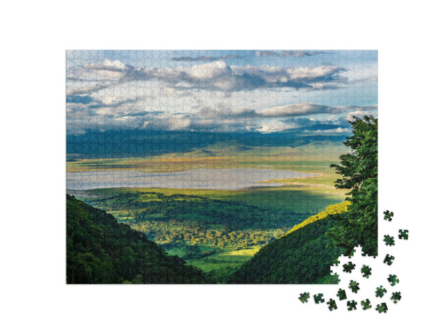 puzzle 1000 dílků „Pohled na dno kráteru Ngorongoro“