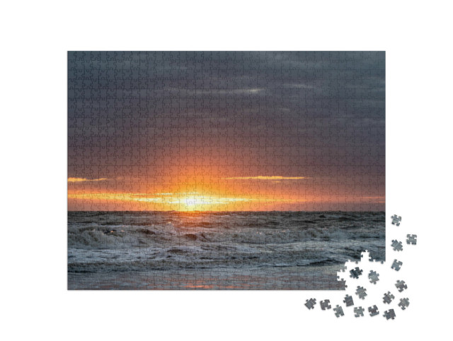puzzle 1000 dílků „Západ slunce na pláži v Norderney“