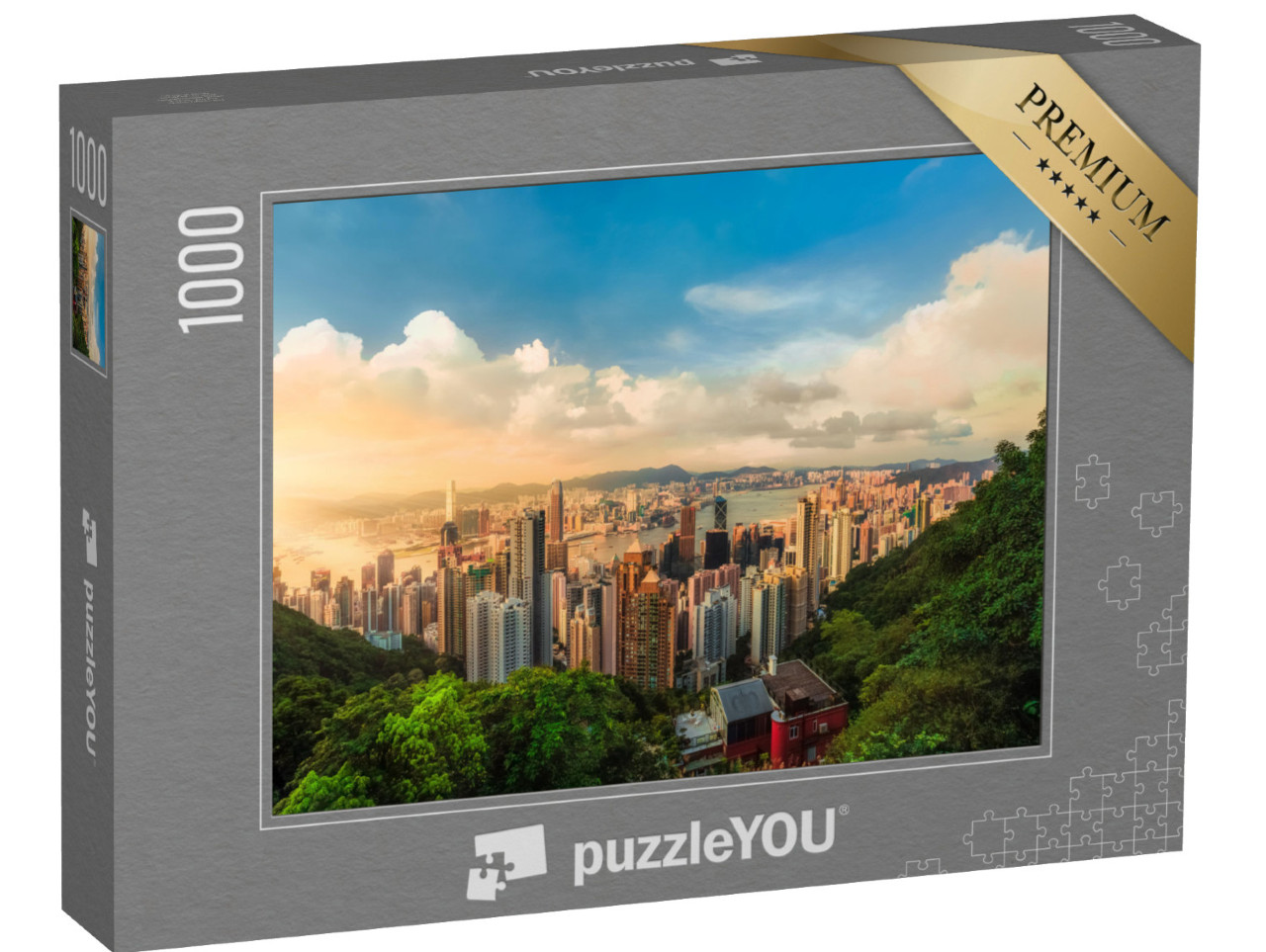 puzzle 1000 dílků „Západ slunce nad zátokou Victoria v Hongkongu“