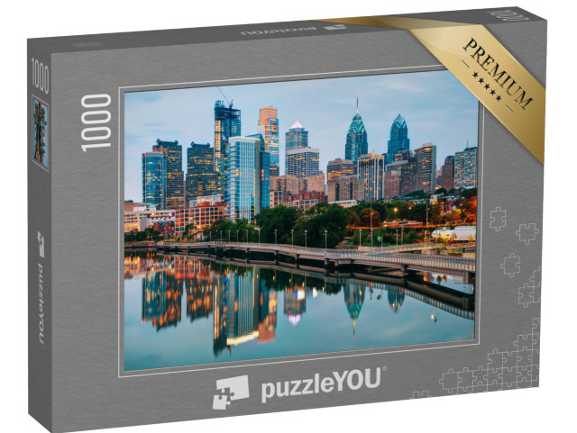 puzzle 1000 dílků „Noční panorama Filadelfie s řekou Schuylkill“