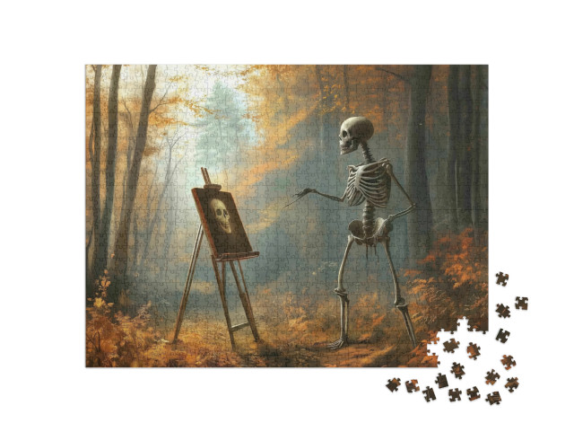puzzle 1000 dílků „Umělec s kostrou“