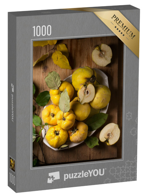 puzzle 1000 dílků „Zralé velké plody kdoule na talíři“