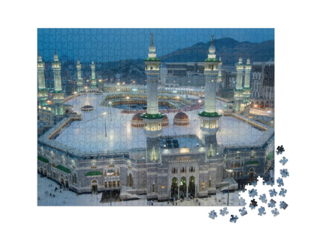 puzzle 1000 dílků XXL „Mekka v noci, Saúdská Arábie“