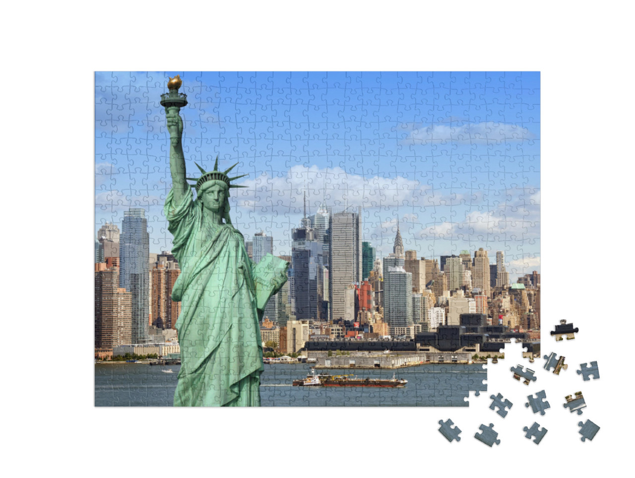 puzzle 500 dílků „Socha Svobody s řekou Hudson, New York City“