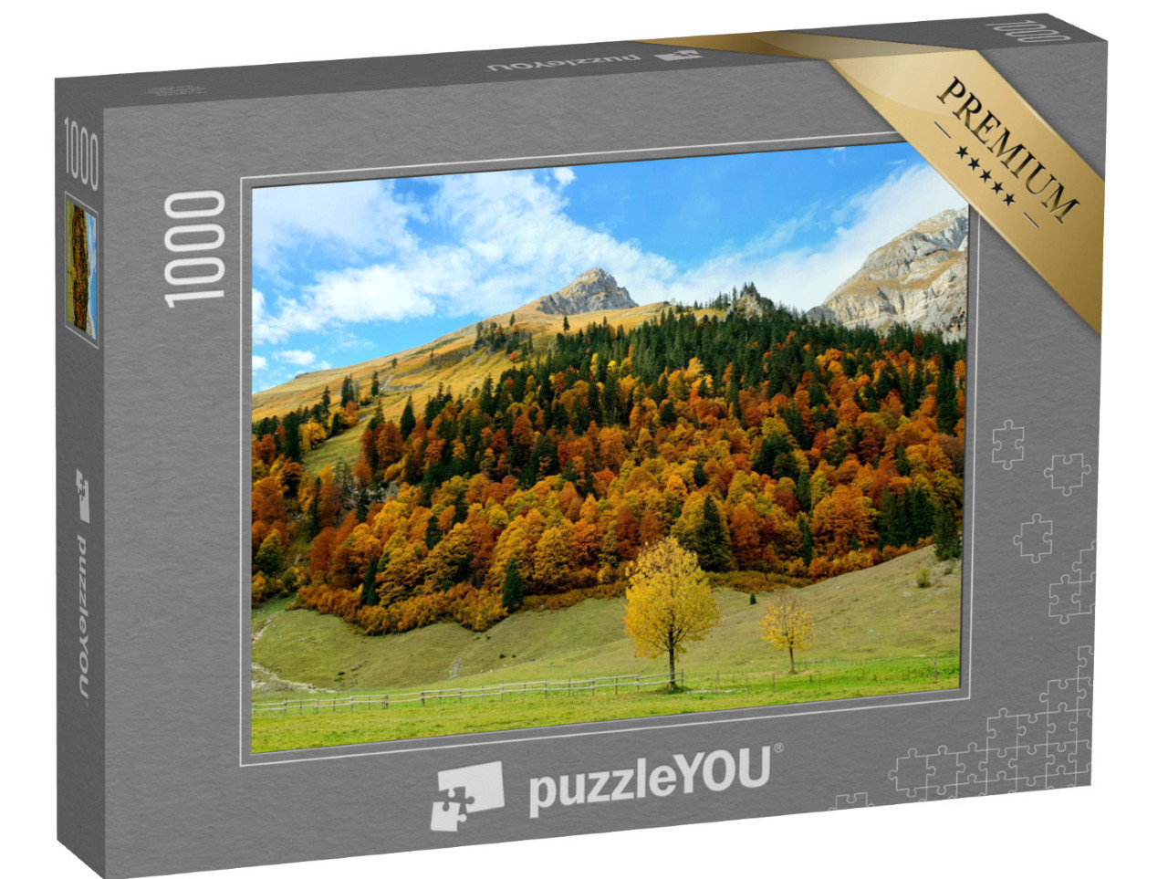 puzzle 1000 dílků „Großer Ahornboden s podzimními javory, Tyrolsko“