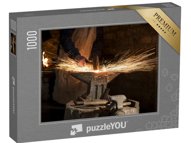 puzzle 1000 dílků „Déšť jisker na kovadlině v kovárně železa“