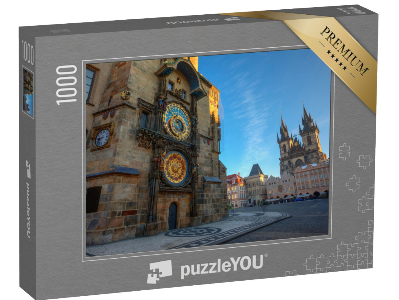 puzzle 1000 dílků „Pražské Staroměstské náměstí, východ slunce na orloji“