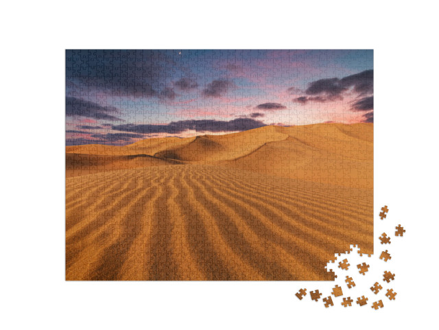 puzzle 1000 dílků „Západ slunce nad písečnými dunami v poušti“