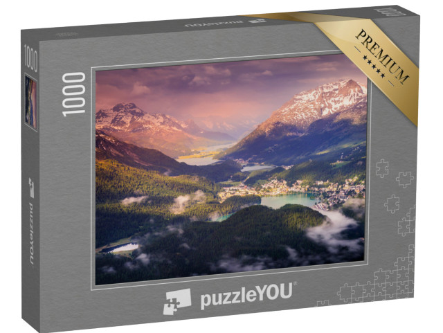 puzzle 1000 dílků „Celerina a Engadinská jezera, Svatý Mořic, Silvaplana“