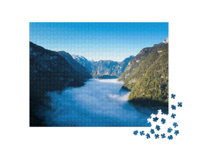 puzzle 1000 dílků „Königssee: krásné přírodní jezero, Berchtesgadener Land, Bavorsko“