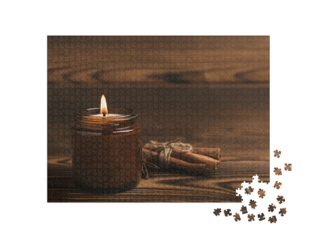 puzzle 1000 dílků „Svíčka ve skleněné nádobě“