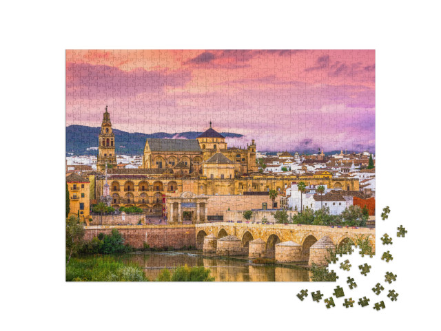 puzzle 1000 dílků „Cordoba, Španělsko u mešity a římského mostu“