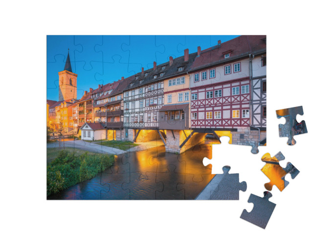puzzle 48 dílků „Krämerbrücke v Erfurtu, Durynsko“