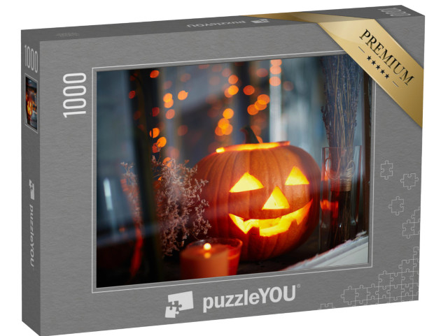 puzzle 1000 dílků „Halloweenská dýně ve výloze“