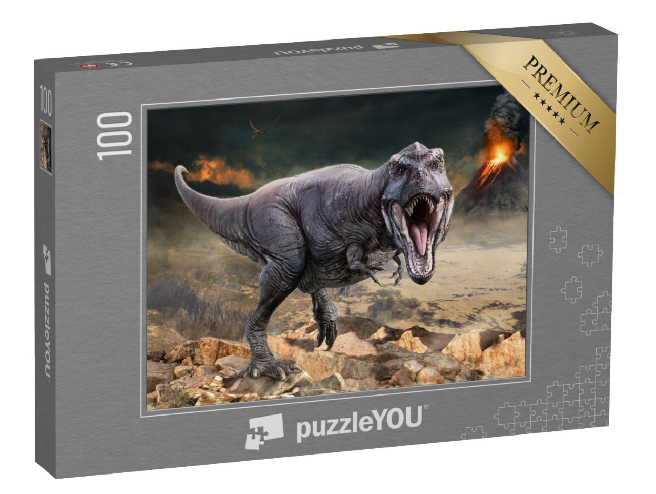 puzzle 100 dílků „3D ilustrace tyranosaura rexe“