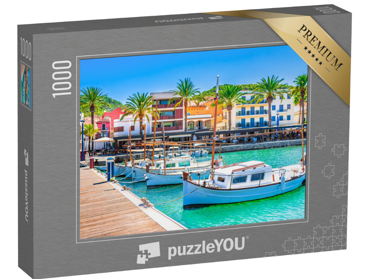 puzzle 1000 dílků „Lodě na molu v Port de Andratx, Mallorca“