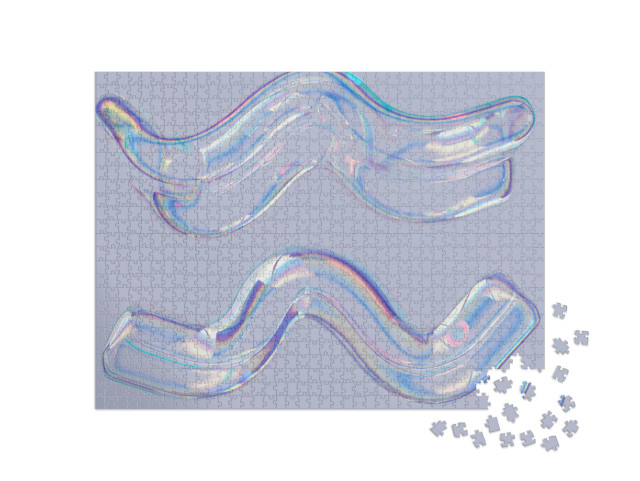 puzzle 1000 dílků „Barevné 3D Fluid Shape Holographic Gradient, geometrické...“