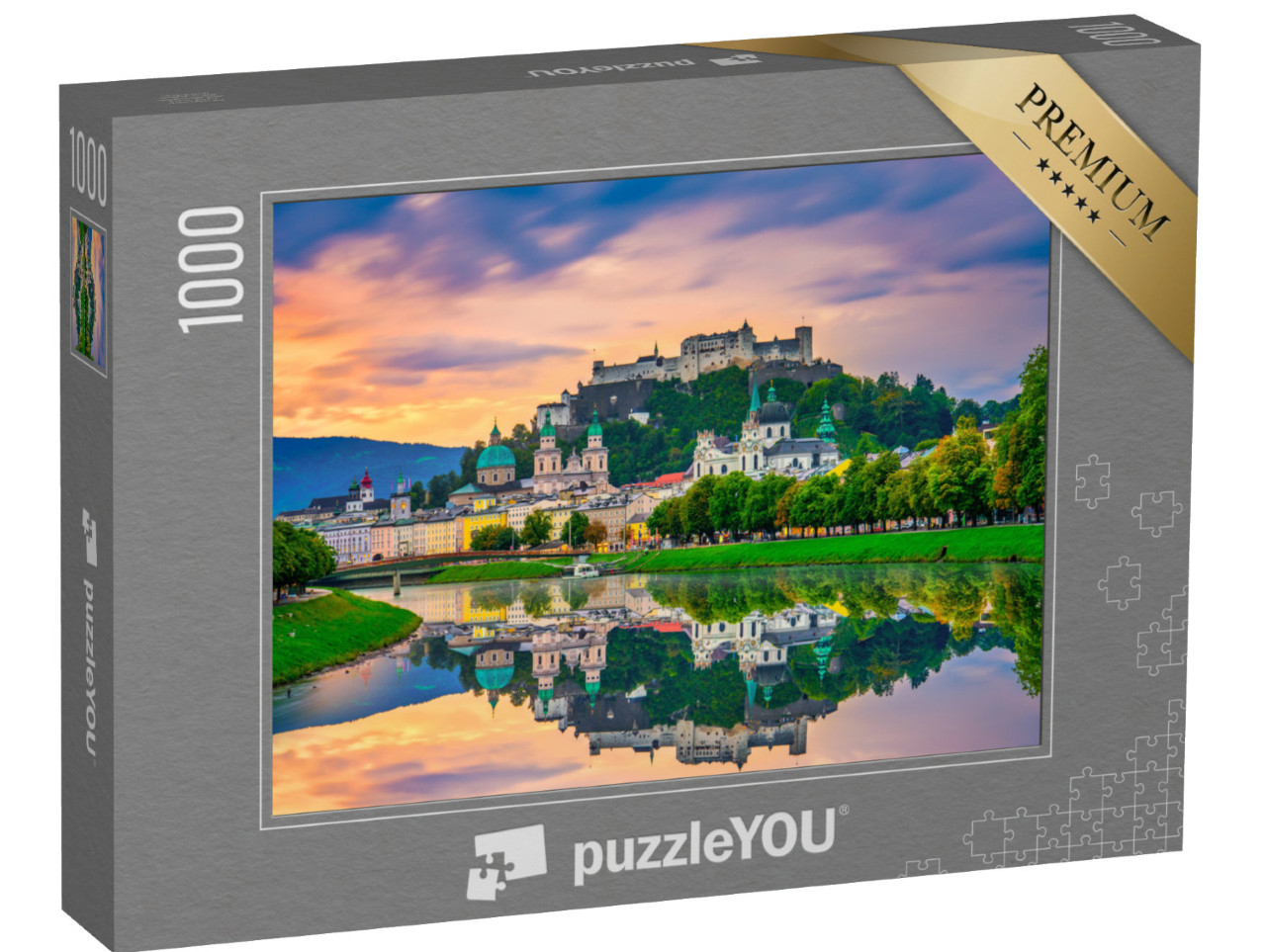 puzzle 1000 dílků „Východ slunce nad panoramatem Salzburgu, Rakousko“