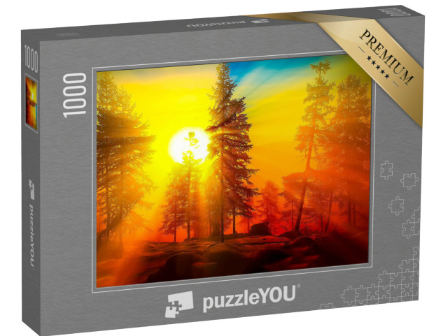 puzzle 1000 dílků „Východ slunce v lese“