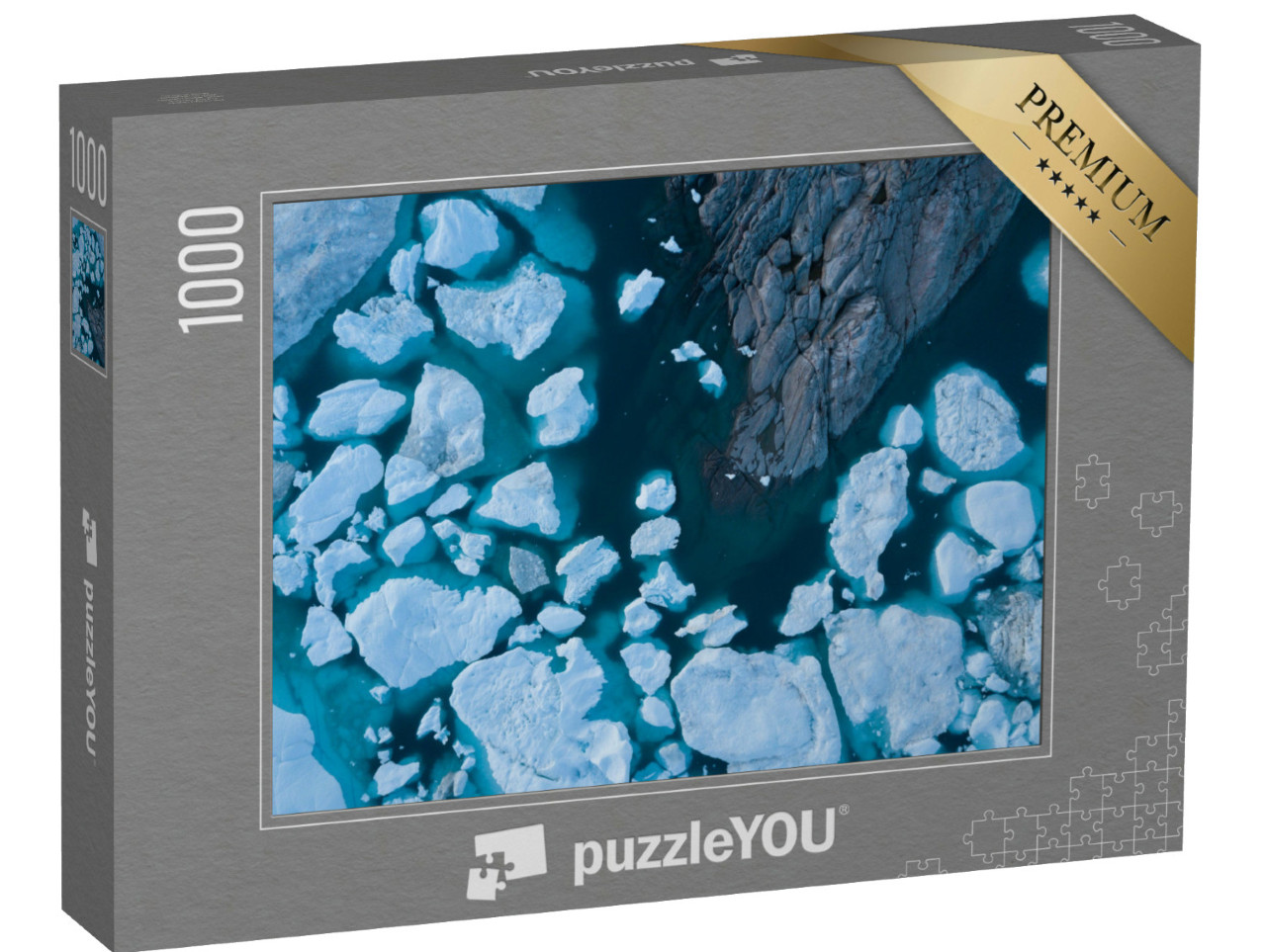 puzzle 1000 dílků „Letecký pohled na ledovce a tající ledovce v Grónsku“