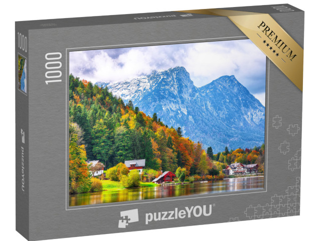 puzzle 1000 dílků „Idylická podzimní scéna u jezera Grundlsee, Štýrsko, Rakousko“
