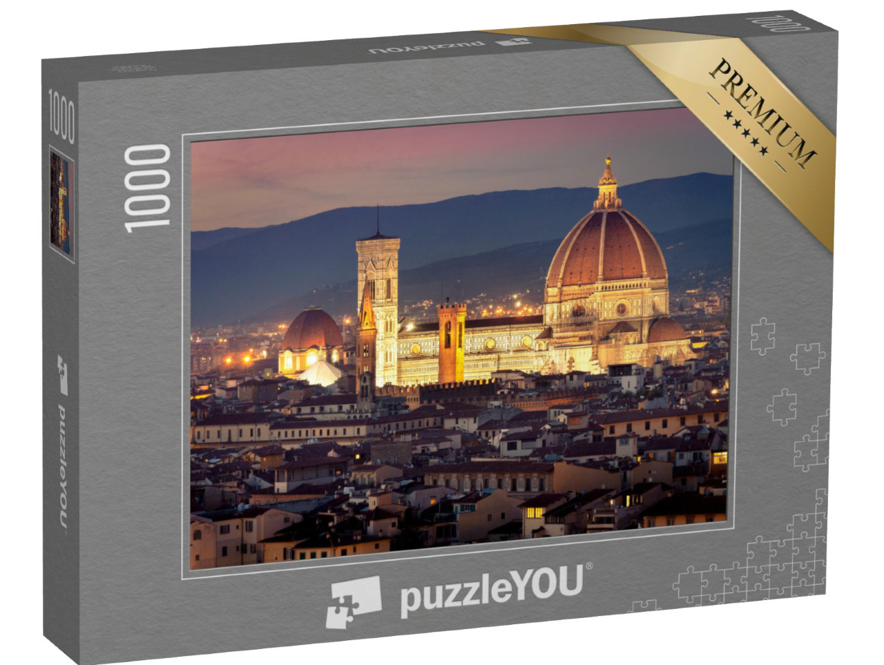 puzzle 1000 dílků „Pohled na Florencii, uprostřed katedrála na náměstí Piazza del Duomo“