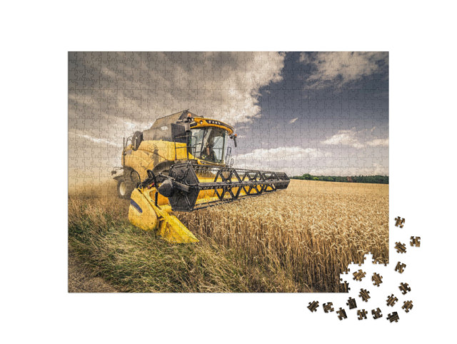 puzzle 1000 dílků „Kombajn při sklizni pšenice“