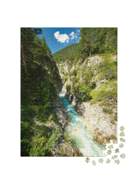 puzzle 1000 dílků „Úchvatná soutěska Gleirschklamm v pohoří Karwendel, Rakousko“