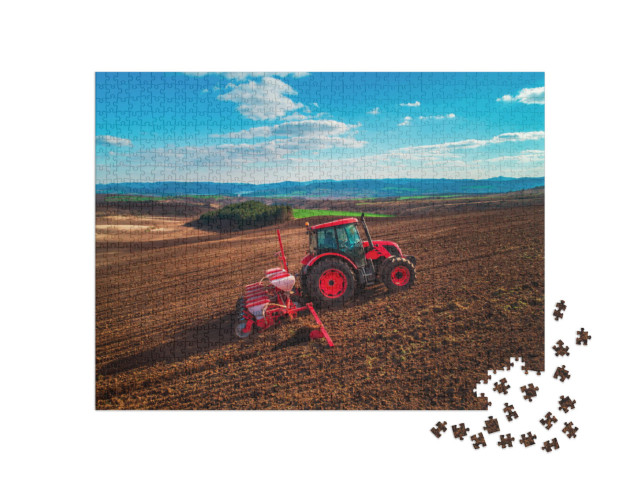 puzzle 1000 dílků „Traktor připravující zemědělskou půdu“