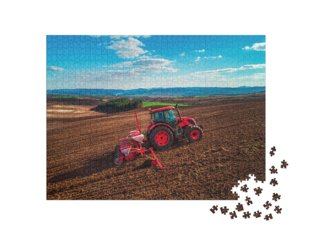 puzzle 1000 dílků „Traktor připravující zemědělskou půdu“
