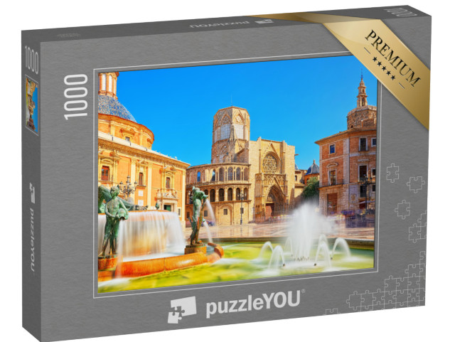 puzzle 1000 dílků „Malebná fontána před katedrálou ve Valencii, Španělsko“