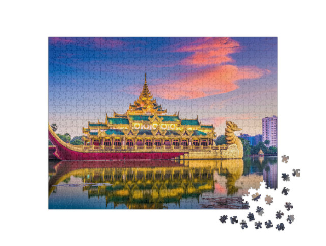 puzzle 1000 dílků „Krásný palác Karaweik, Yangon“