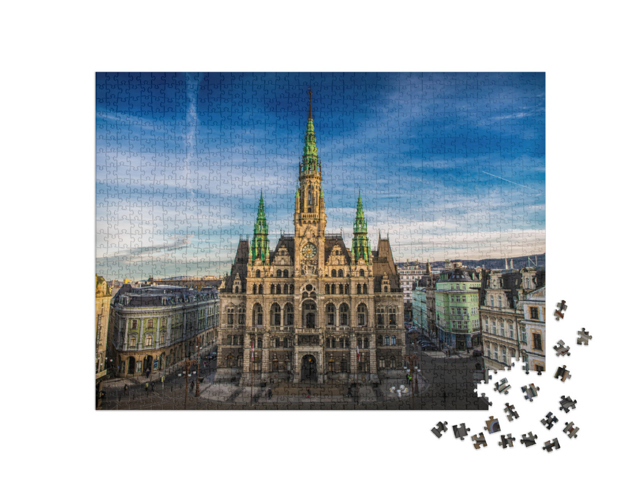 puzzle 1000 dílků „Liberecká radnice v České republice“