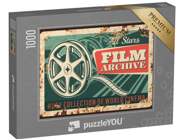 puzzle 1000 dílků „Retro design filmového kotouče, kino“