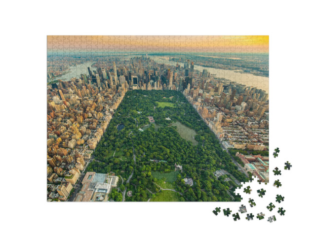 puzzle 1000 dílků „Letecký pohled na Manhattan a Central Park, New York“