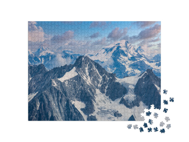 puzzle 1000 dílků „Francouzské Alpy pod Mont Blancem“