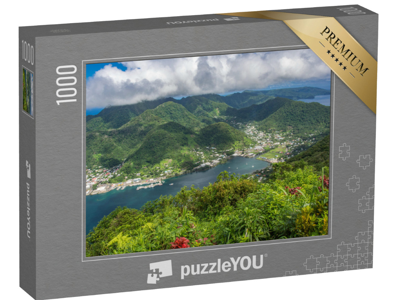puzzle 1000 dílků „Letecký pohled na vesnici Pago Pago a přístav“