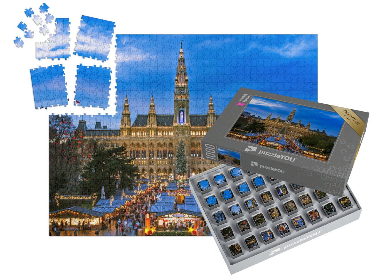 SMART SORTED® | Puzzle 1000 dílků „Vánoční trh, Vídeň, Rakousko“