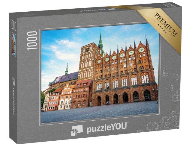 puzzle 1000 dílků „Hanzovní město Stralsund, historická radnice a kostel sv. Mikuláše“
