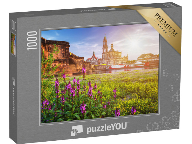 puzzle 1000 dílků „Panorama Drážďan s Labským a Augustovým mostem, Německo“