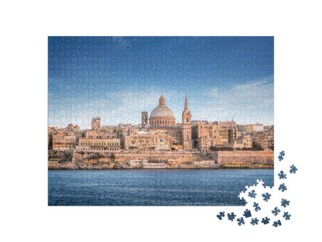 puzzle 1000 dílků „Panorama Valletty s katedrálou svatého Pavla“