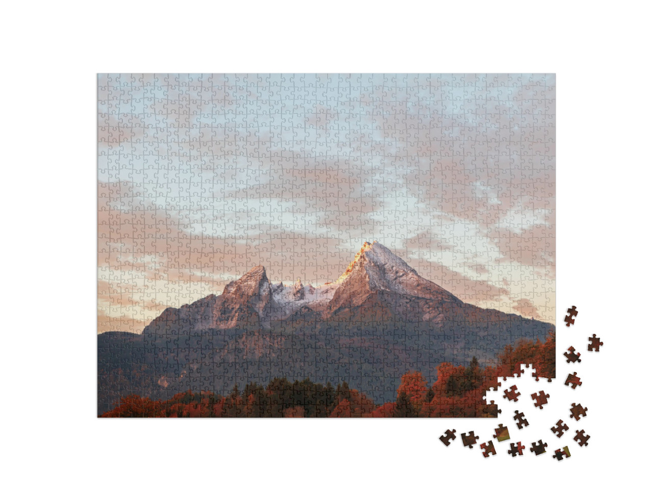 puzzle 1000 dílků „Watzmann v podzimním večerním světle, Německo“