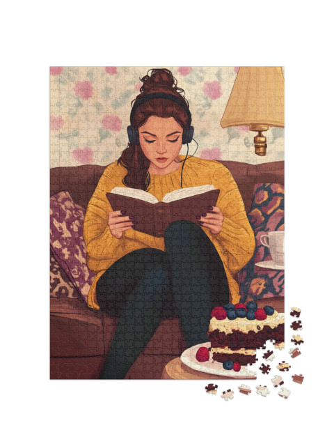 puzzle 1000 dílků „Užijte si zimní večer na gauči“