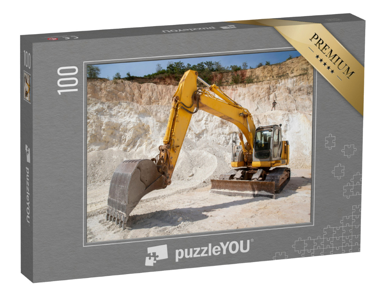 puzzle 100 dílků „Hydraulické pásové rypadlo při práci v lomu“