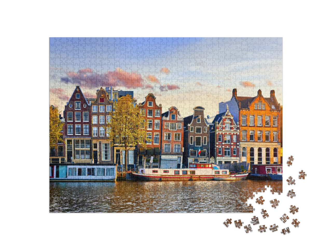 puzzle 1000 dílků „Taneční domy v Amsterdamu, Nizozemsko“