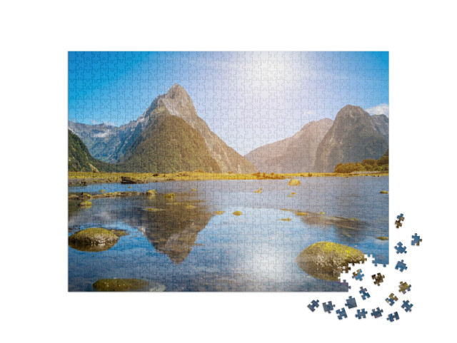 puzzle 1000 dílků „Vrchol Mitre Peak na Milford Sound na Novém Zélandu“