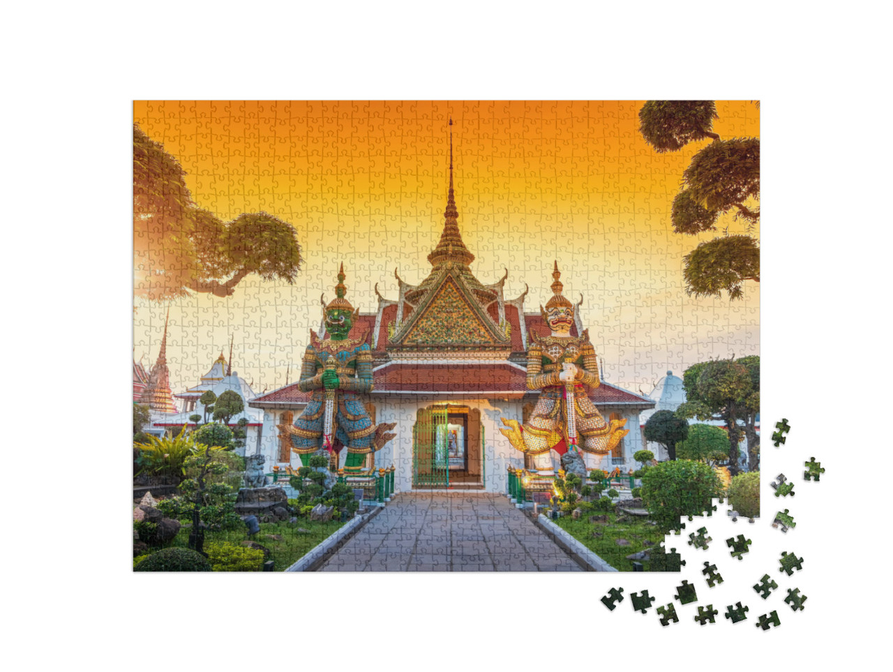 puzzle 1000 dílků „Chrám Wat Arun při západu slunce v Bangkoku, Thajsko“