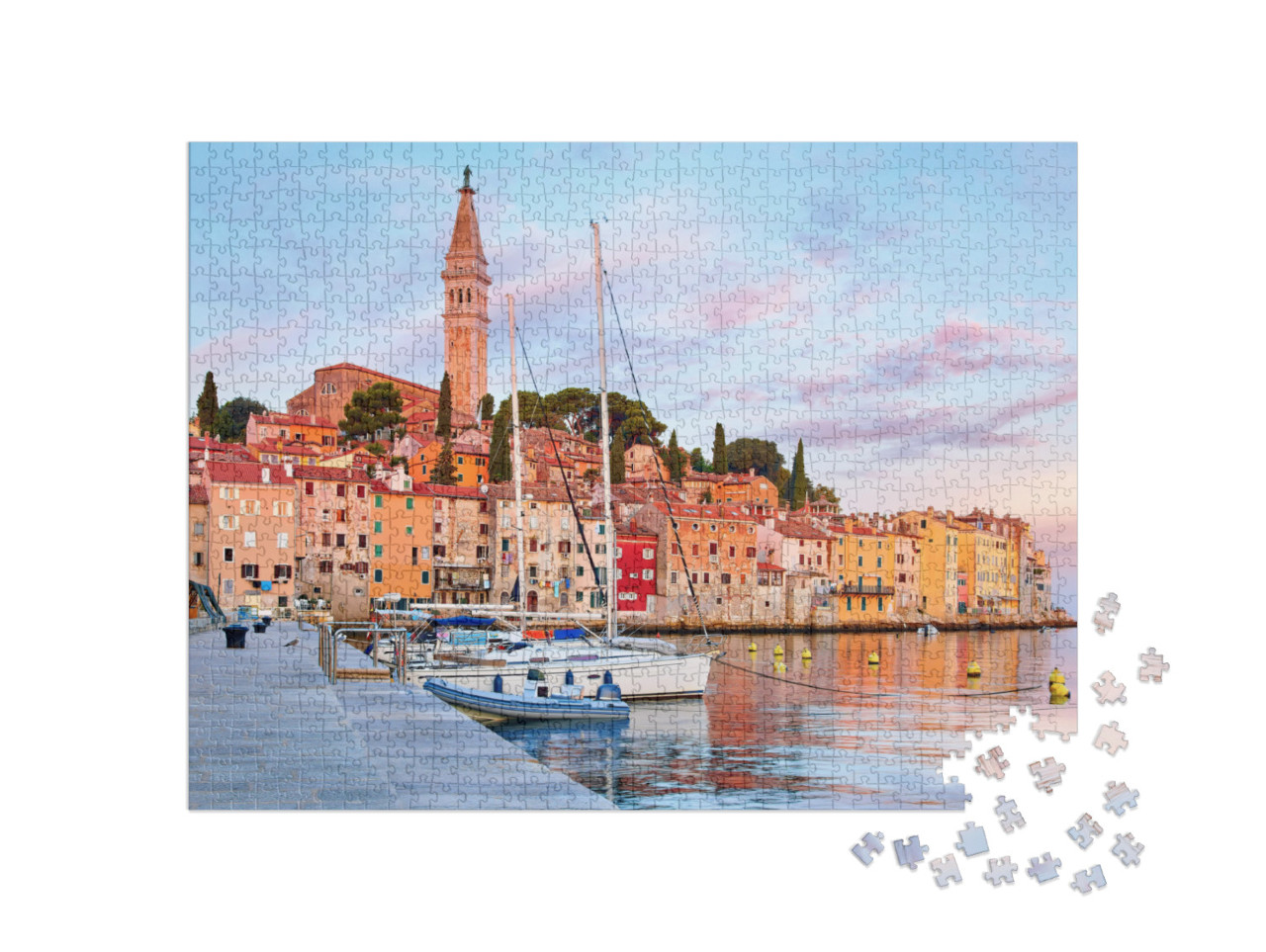 puzzle 1000 dílků „Středověké město Rovinj na Jadranu, Chorvatsko“