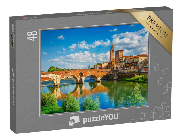 puzzle 48 dílků „Panoramatický pohled na Ponte Pietra, Verona, Itálie“